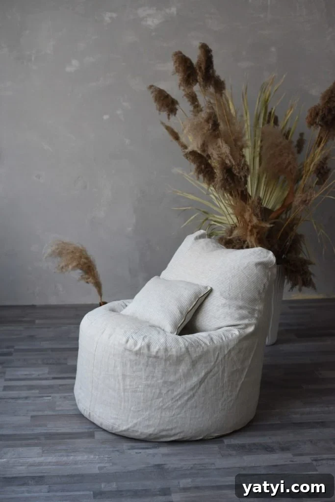 7 Organic Non-Toxic Bean Bag Chair Brands and Sustainable Fill Options 13 natural linen bean bag chair from etsy