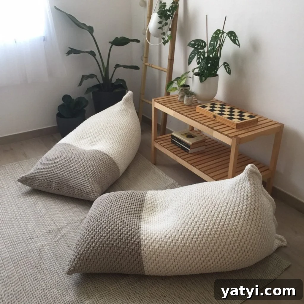 7 Organic Non-Toxic Bean Bag Chair Brands and Sustainable Fill Options 8 natural knitted adult bean bag chair from looping home on etsy