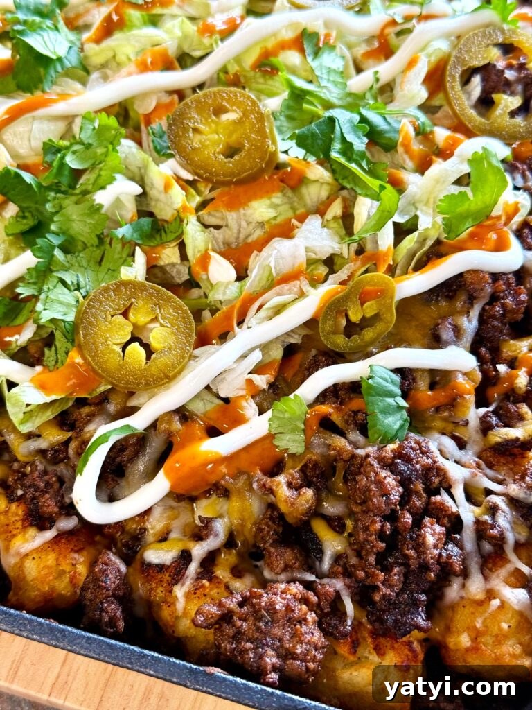 Loaded Taco Tater Tots Made in a Blackstone Pizza Oven 8 Blackstone Pizza Oven Taco Loaded Tots