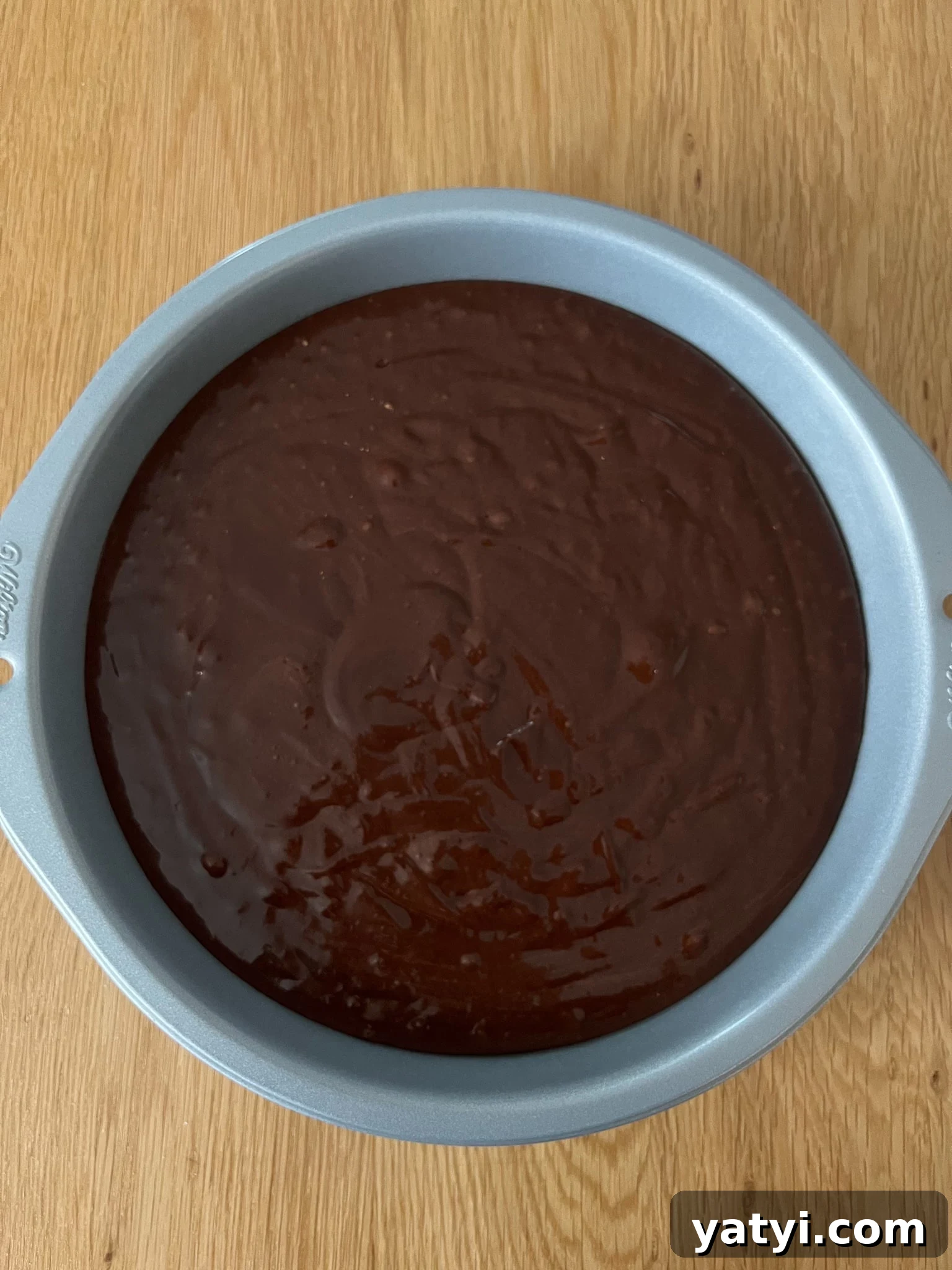 Classic Danish Chocolate Cake Recipe — Moist, Rich & Simple 11 Cake batter in the baking pan.