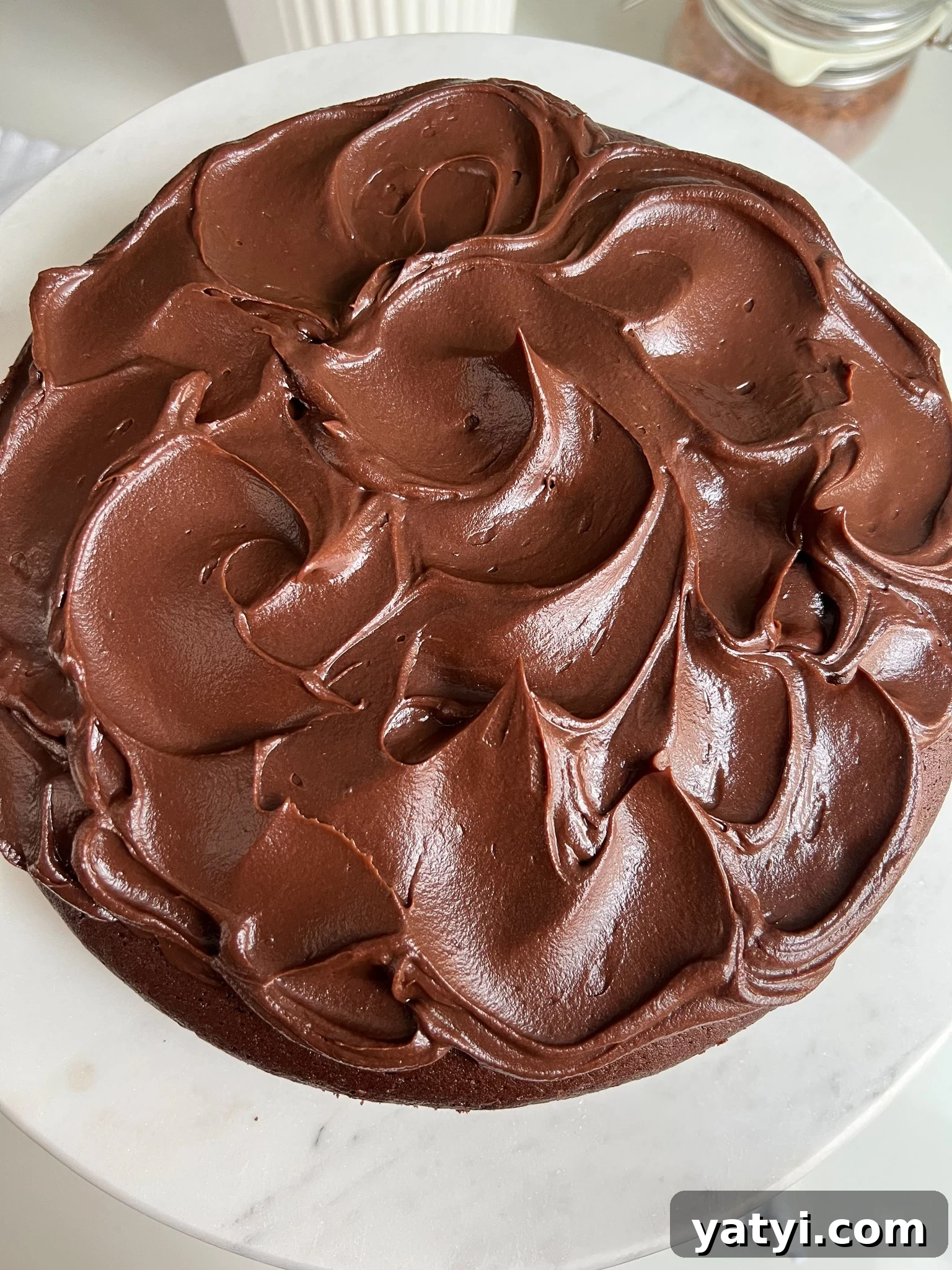 Classic Danish Chocolate Cake Recipe — Moist, Rich & Simple 13 Chocolate cake after decorating.