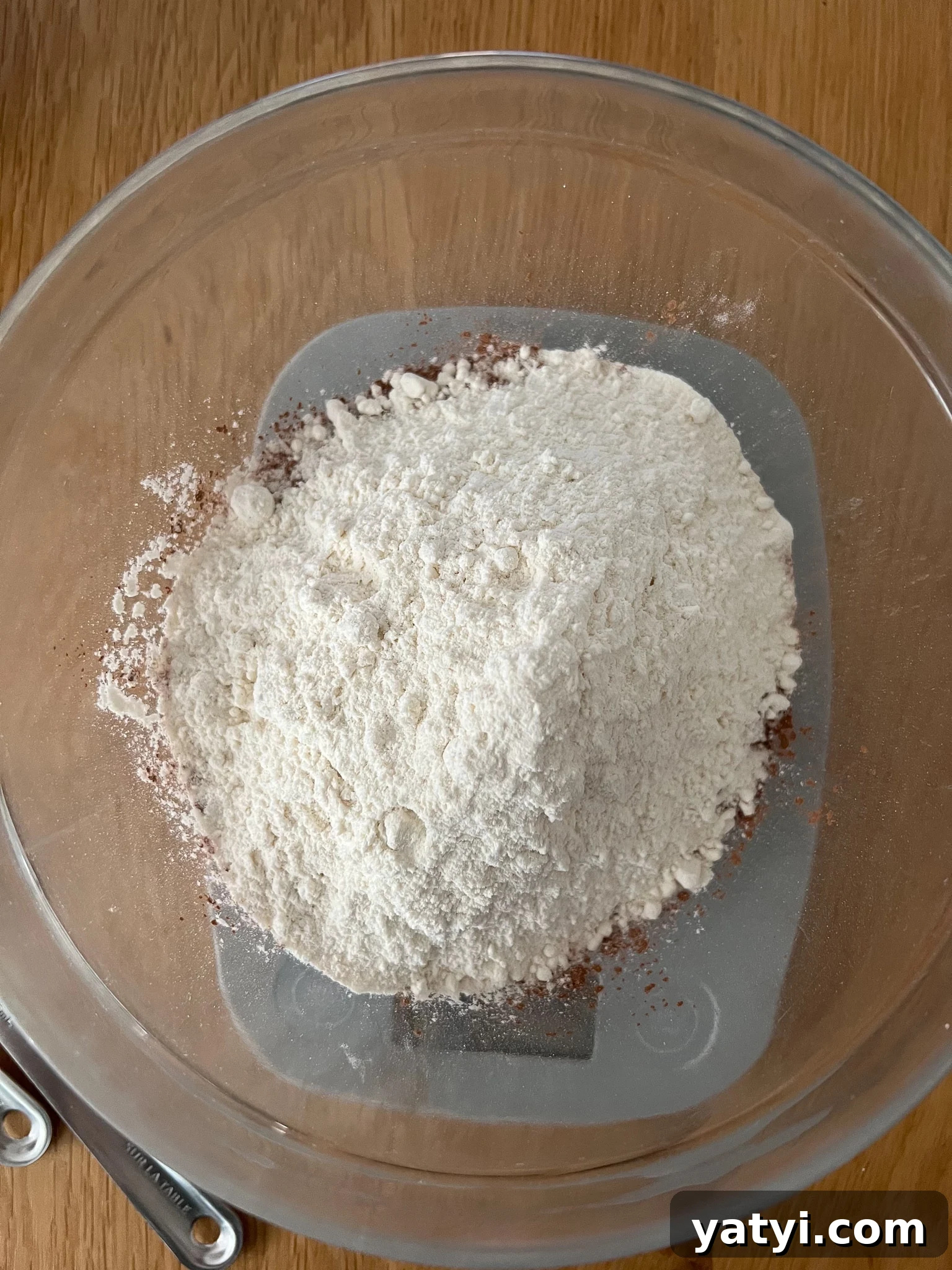 Classic Danish Chocolate Cake Recipe — Moist, Rich & Simple 8 Dry ingredients measured out.