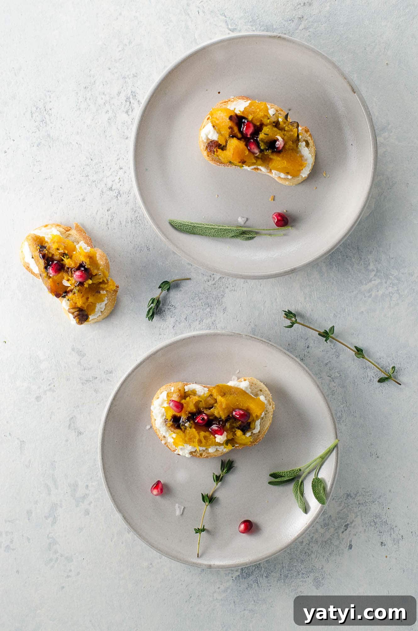 Vegan Thanksgiving Menu Ideas: Plant-Based Dishes to Impress 4 Butternut Squash Bruschetta with Sage and Pomegranate | Umami Girl