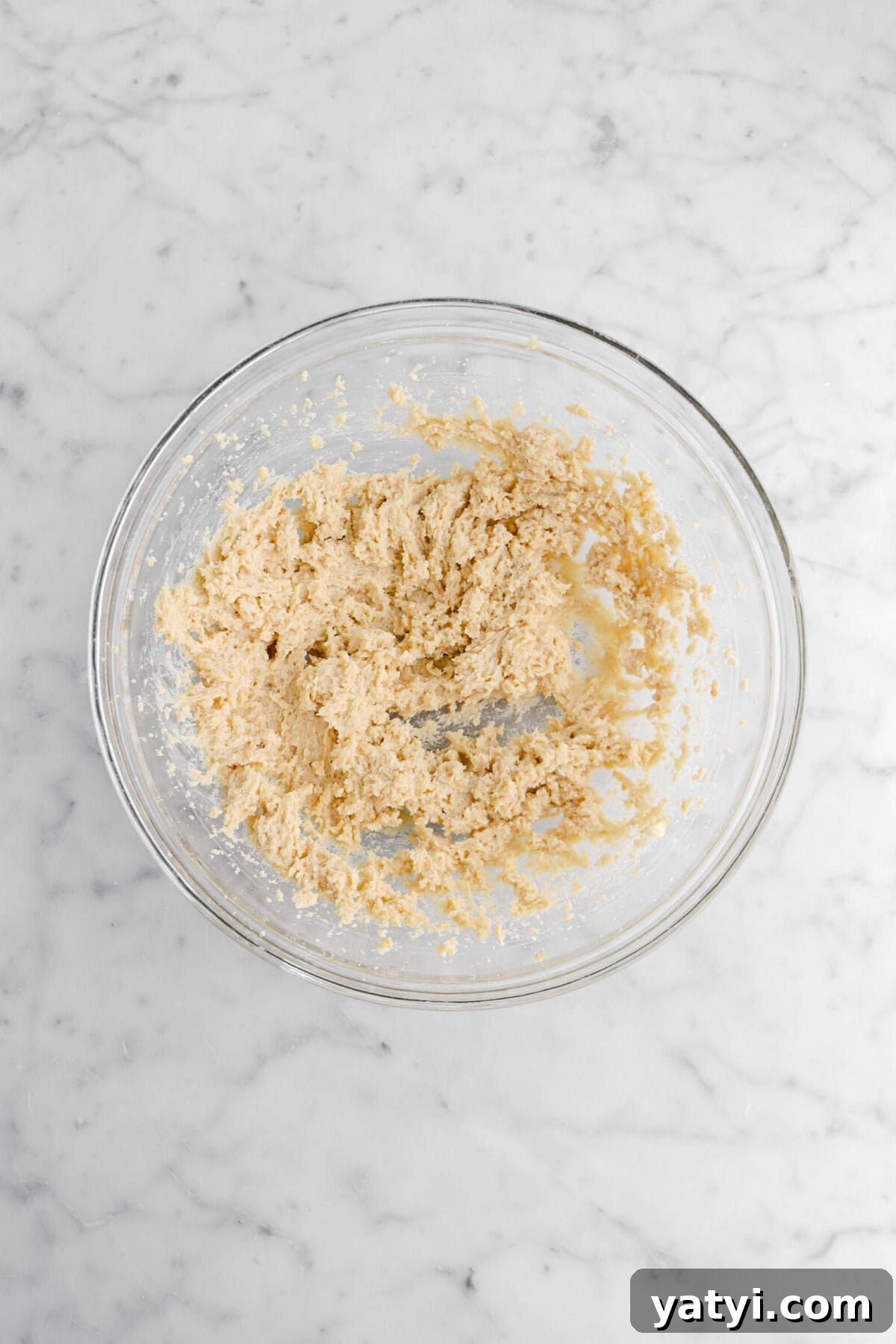 butter and sugars beaten until light and fluffy.