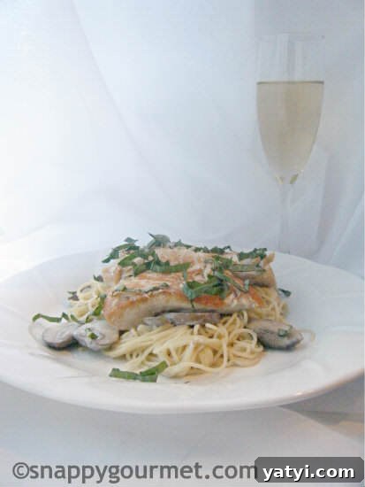 Champagne Chicken and Mushroom Pasta Recipe for Dinner 8 Champagne Chicken & Mushroom Pasta Recipe | snappygourmet.com