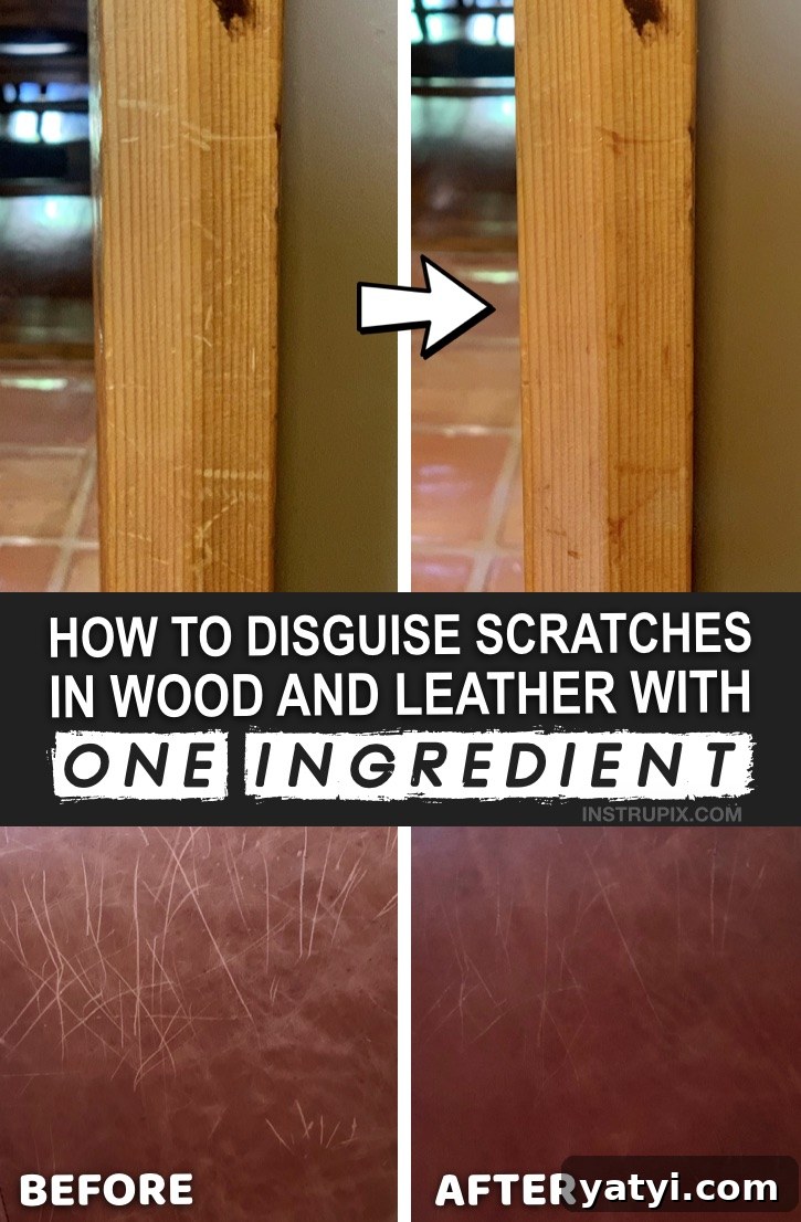 Remove Scratches from Wood and Leather: Proven Repair Methods 2 Useful Life Hack: How to removes scratches on wood and leather with one simple ingredient! This easy household tip works like a charm for furniture, cabinets and more. DIY Homemade Wood & Leather Scratch Repair