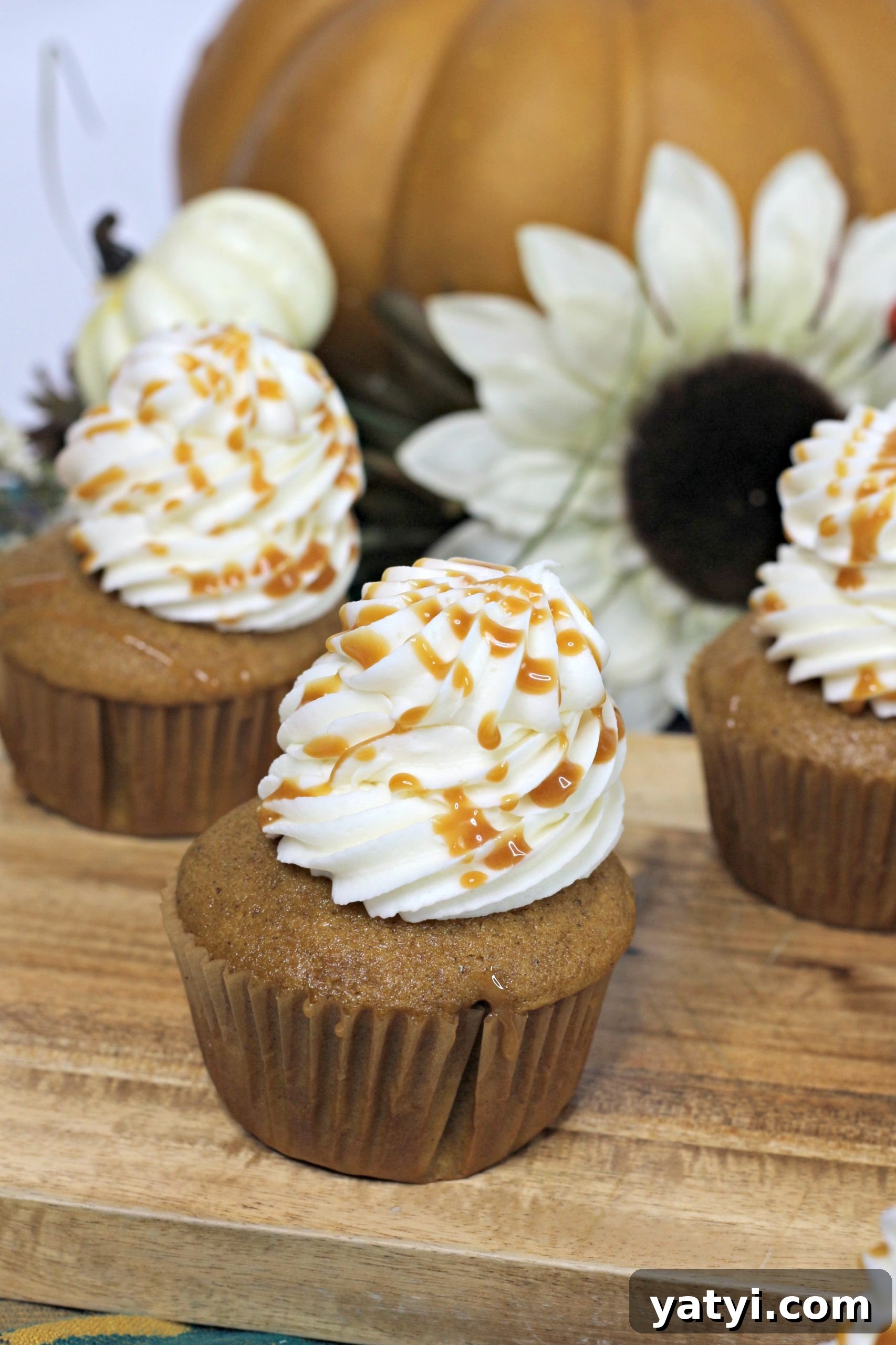 Salted Caramel Pumpkin Cupcakes with Maple Buttercream 6 img 442 5