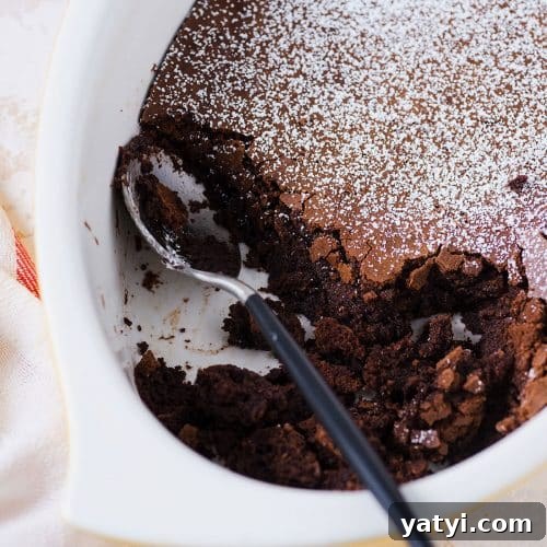 Decadent Chocolate Brownie Pudding Recipe for Chocolate Lovers 14 pudding brownie in a baking dish.