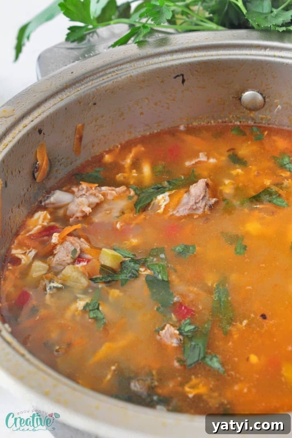 Savory Pork Rib Soup with Egg Noodles and Aromatic Broth 4 Pork ribs soup recipe photographed in a soup pot
