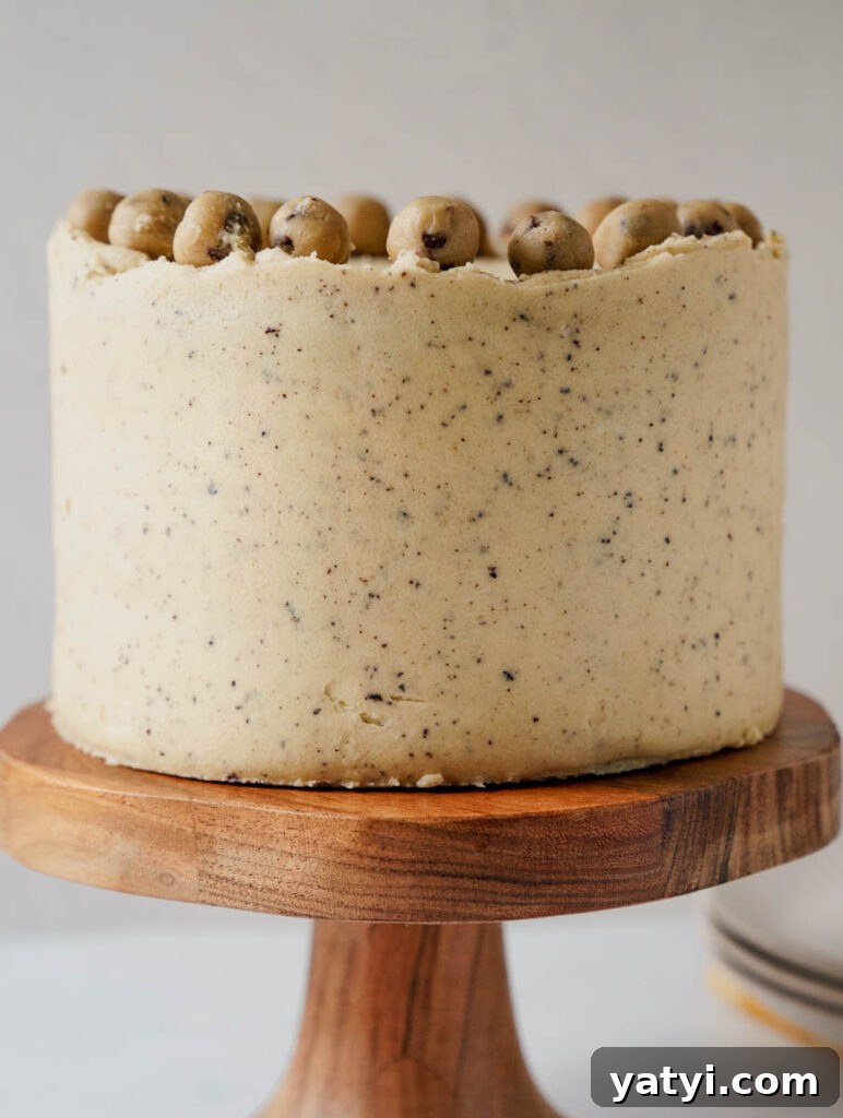 Chocolate Cookie Dough Cake top view