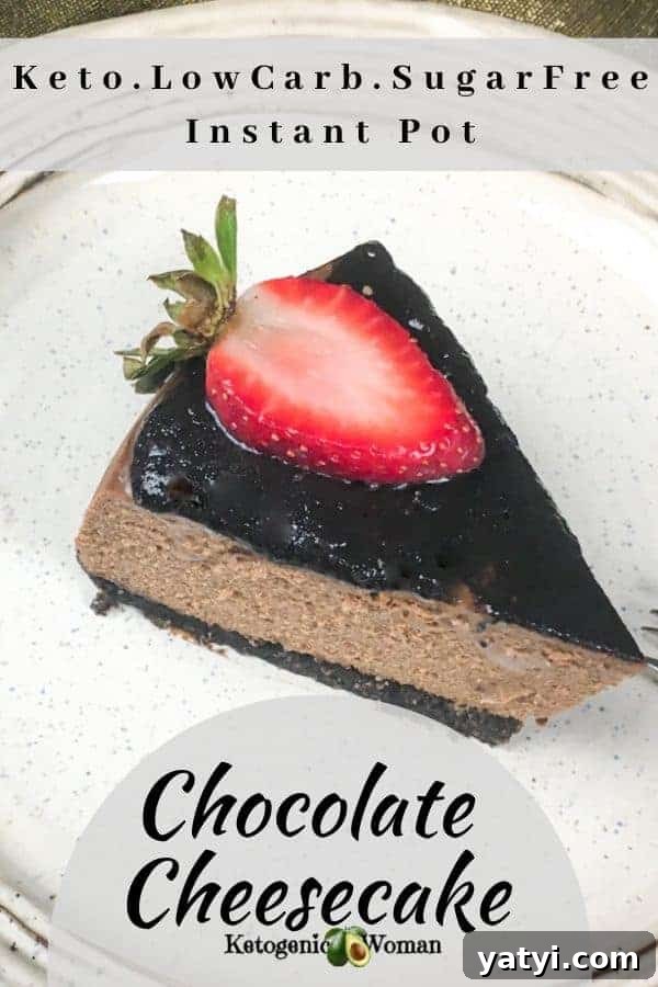 Instant Pot Chocolate Cheesecake Closeup Pin