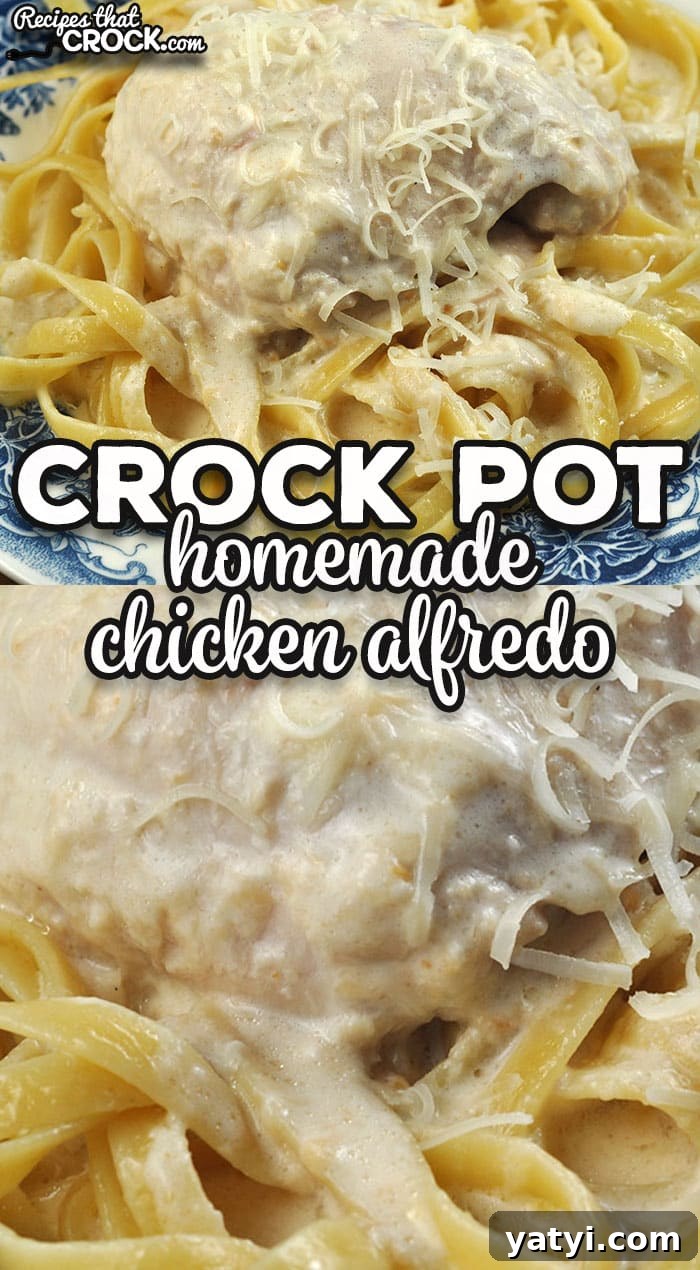 Slow Cooker Chicken Alfredo Recipe: Creamy Crock Pot Pasta 6 This Homemade Crock Pot Chicken Alfredo is an easy way to make your own chicken alfredo from scratch. It is simple to make and delicious!
