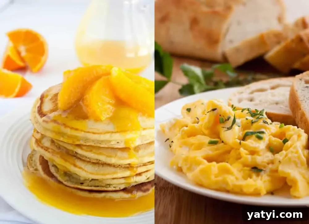 Spring Recipe Roundup: Fresh Seasonal Dishes to Try Now 4 orange buttermilk pancakes and eggs
