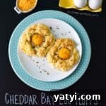 Cheddar Bay Egg Fluffs with title written on chalkboard