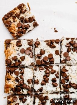 magic cookie bars but into squares with corner piece pulled away