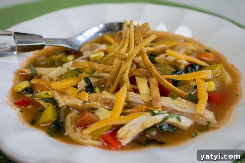 Hearty Chicken Tortilla Soup with Fresh Corn & Lime 3 Chock-filled with delicious ingredients - a satisfying soup with a spicy kick