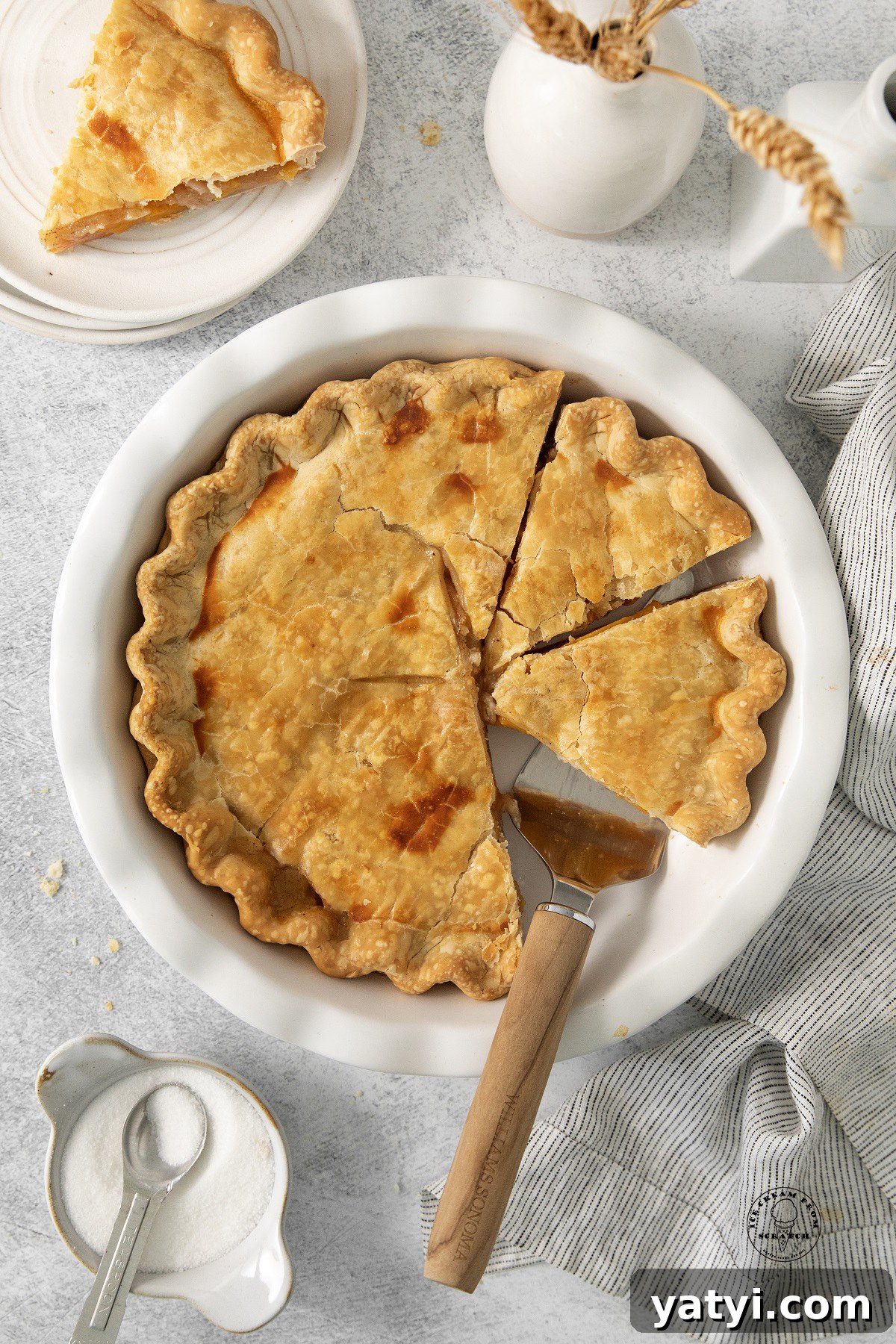 Classic Peach Pie Recipe Using Canned Peaches 5 canned peach pie, sliced and served.