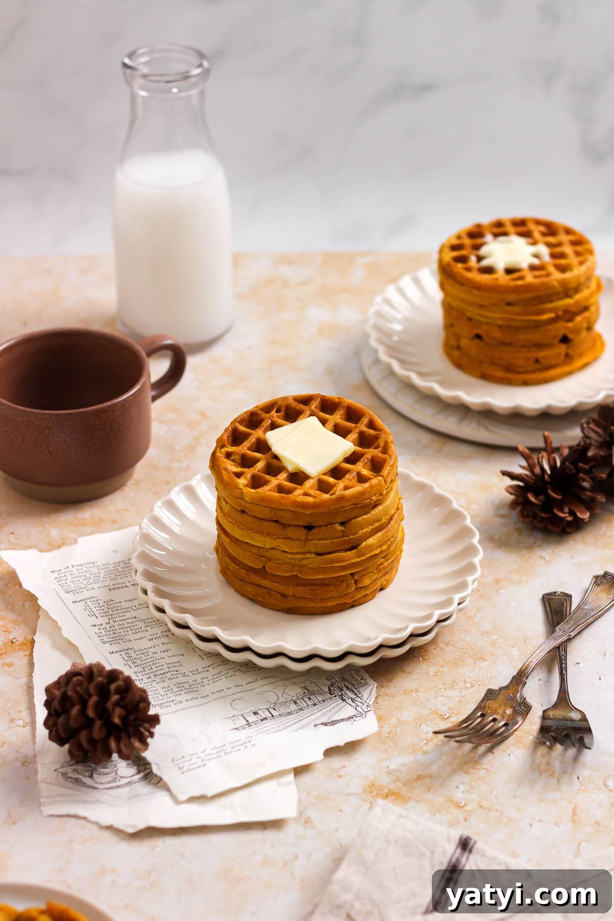 Pumpkin Spice Waffles with Maple Syrup Recipe 5 pumpkin spice buttermilk waffles