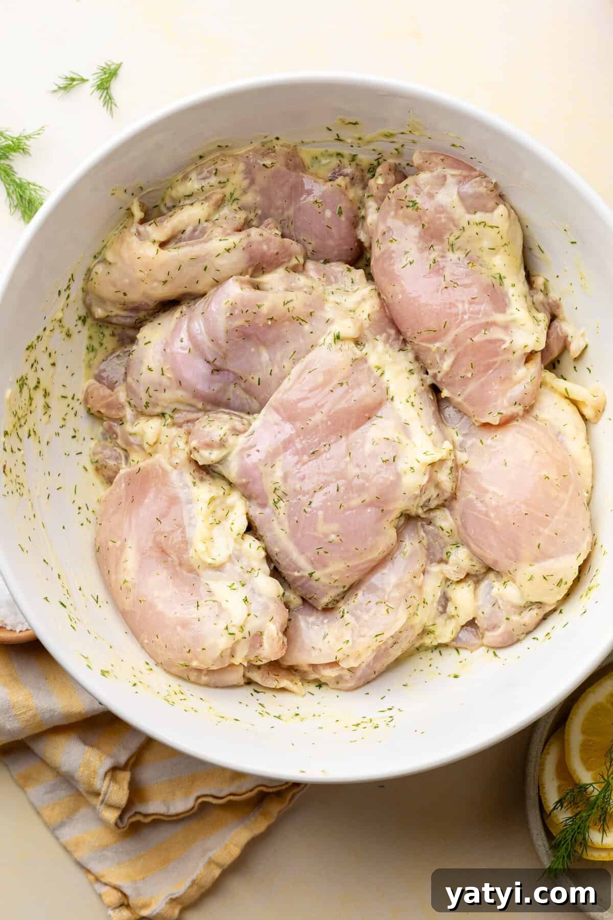 marinated chicken in bowl