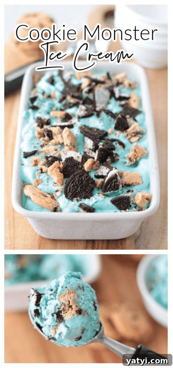 Cookie Monster Ice Cream Recipe Without an Ice Cream Maker (+Video) 2 no churn Cookie Monster ice cream in loaf pan
