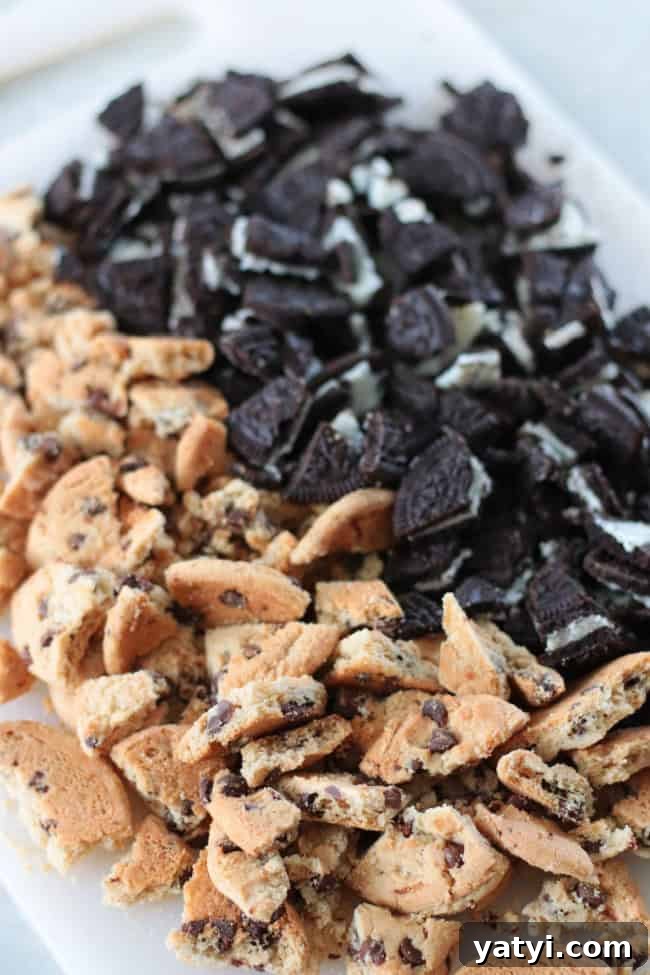 Cookie Monster Ice Cream Recipe Without an Ice Cream Maker (+Video) 6 chopped oreos and chips ahoy cookies