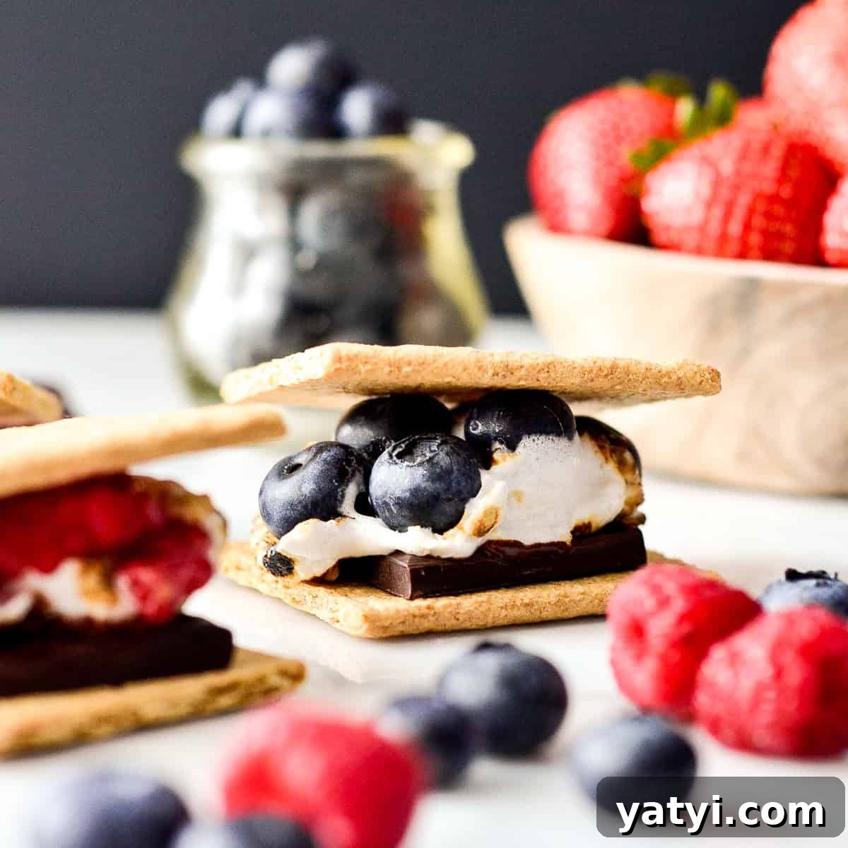 one Berry S'more with blueberries 