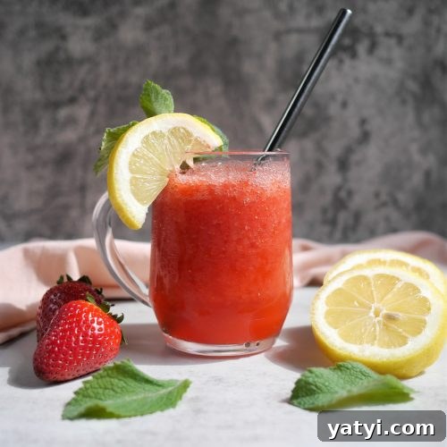 Frosty Strawberry Mint Lemonade Recipe (Refreshing Summer Drink) 2 Frozen Strawberry Mint Lemonade