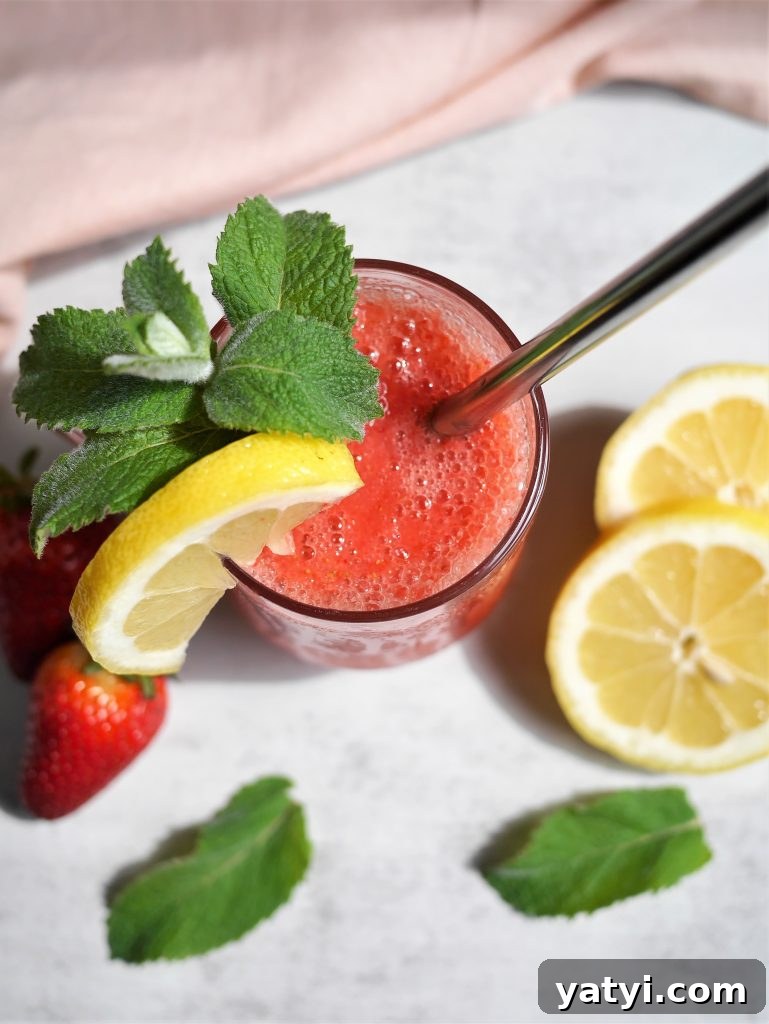 Frosty Strawberry Mint Lemonade Recipe (Refreshing Summer Drink) 7 img 6540 6