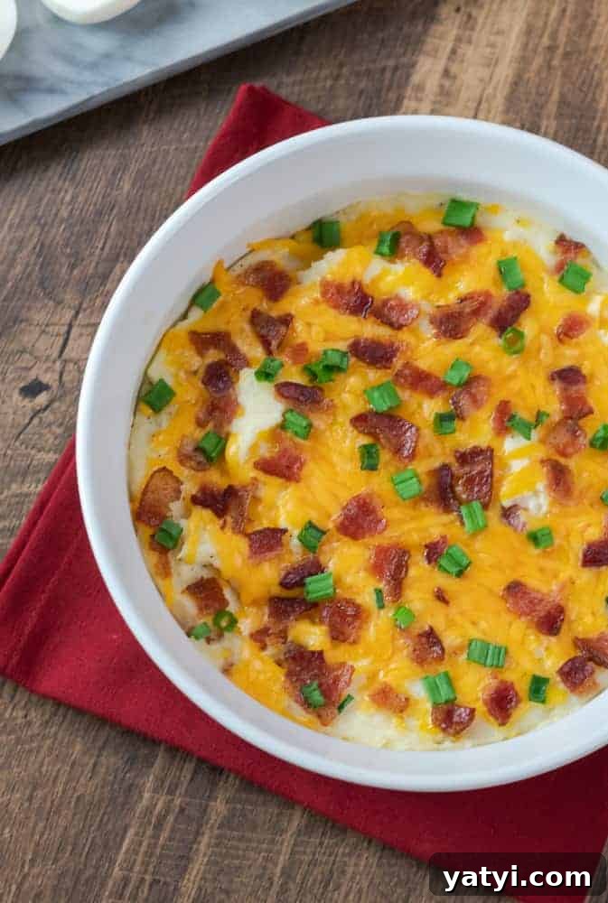 loaded twice baked potato casserole Loaded twice baked potato casserole on a red napkin.