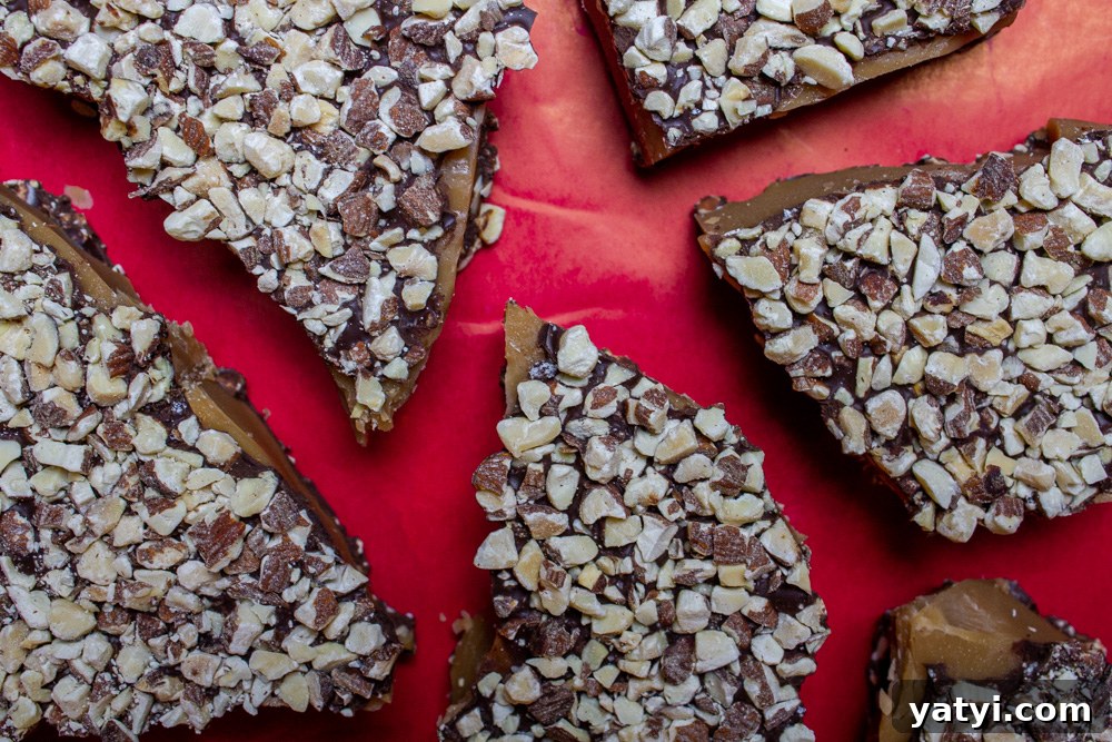 Dark Chocolate Almond Toffee: Crunchy Homemade Recipe 12 toffee with chocolate and almonds