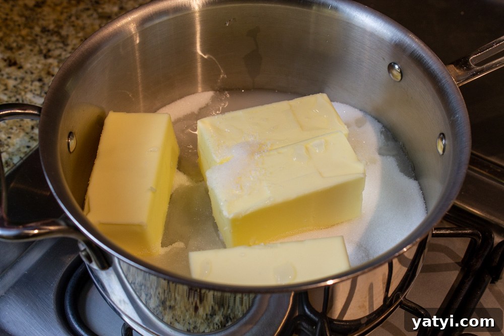 Dark Chocolate Almond Toffee: Crunchy Homemade Recipe 3 melting toffee ingredients: butter, sugar, water