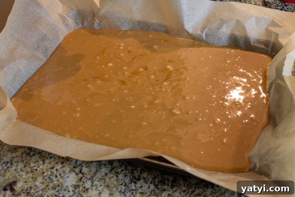 Dark Chocolate Almond Toffee: Crunchy Homemade Recipe 5 toffee hardening