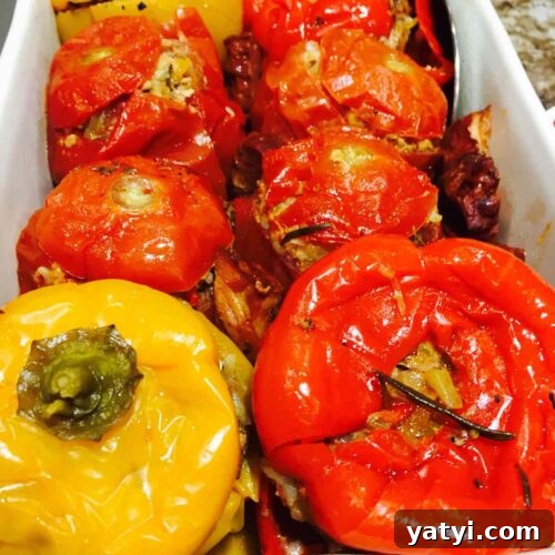 Peppers are so perfect for stuffing! Try these stuffed peppers and tomatoes, with exquisite taste straight from the oven.