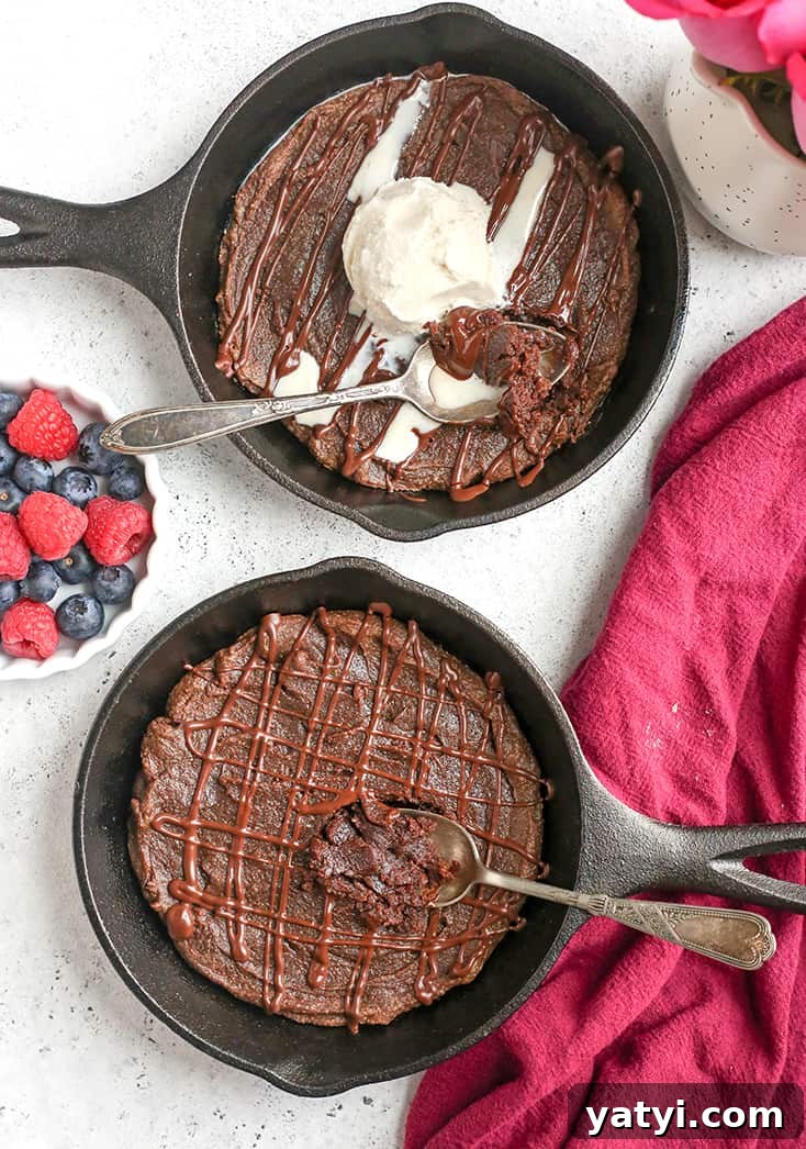 Skillet Mini Brownies: Gooey Individual Chocolate Desserts 6 Paleo nut free skillet brownie for two