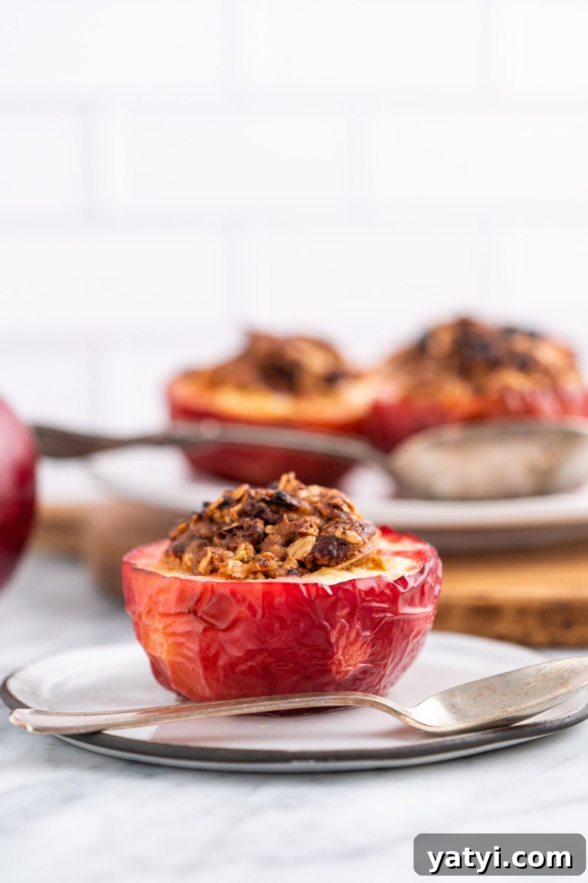 Cinnamon-Stuffed Baked Apples Made in the Air Fryer 3 Air Fryer Baked Apple on plate