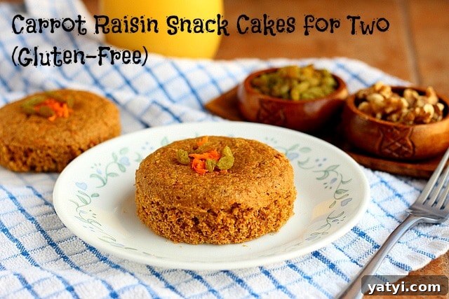 Carrot Raisin Snack Cakes for Two: Quick Small-Batch Recipe 2 Carrot Raisin Snack Cakes for Two (Gluten-Free)