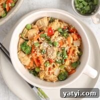 Low-Sodium Fried Rice Without Soy Sauce — Flavorful Vegetable Fried Rice 10 Chicken fried rice with lots of veggies in a single serve dish.