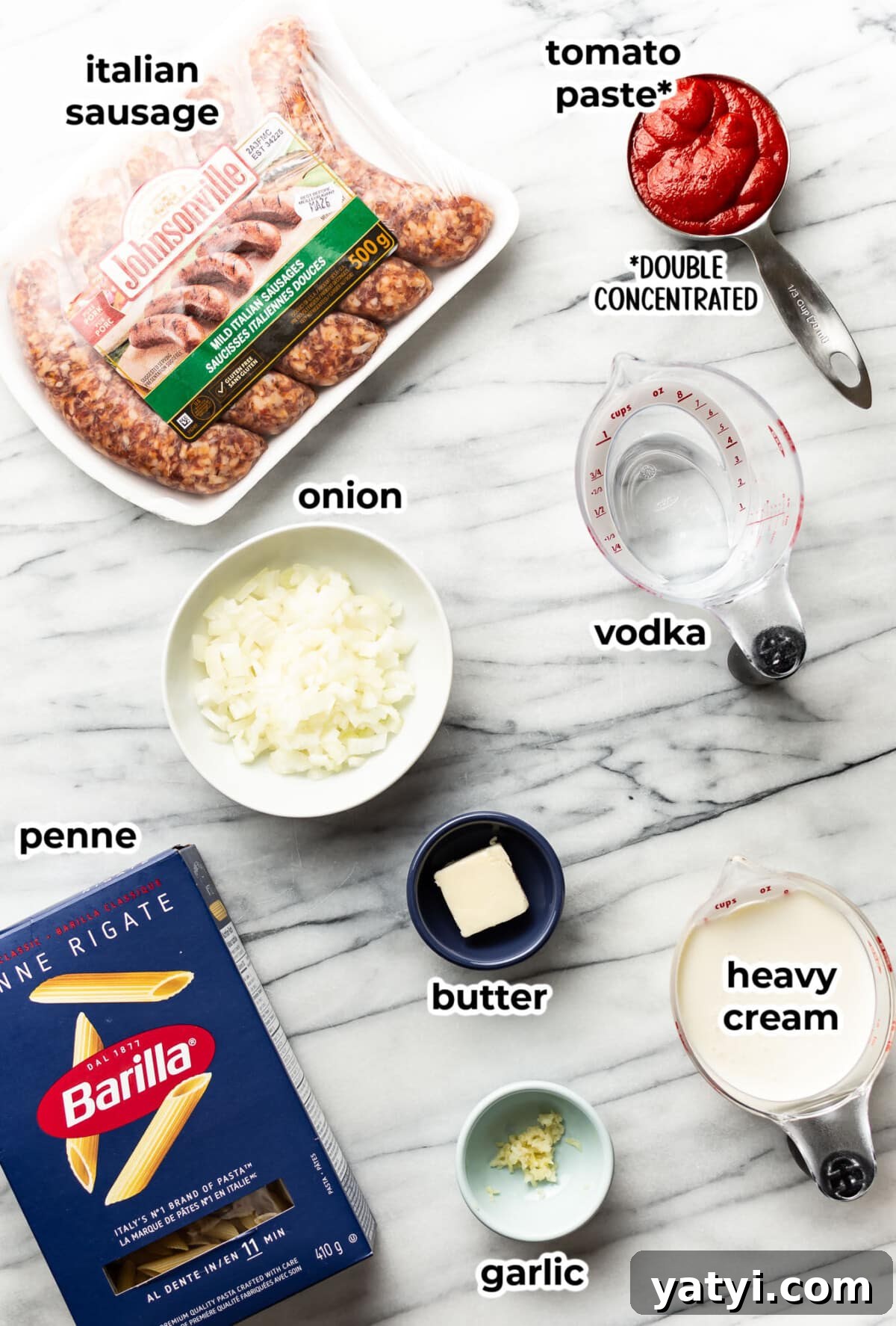 Sausage Penne alla Vodka: Creamy Tomato Pasta Recipe 3 ingredients for penne alla vodka with sausage