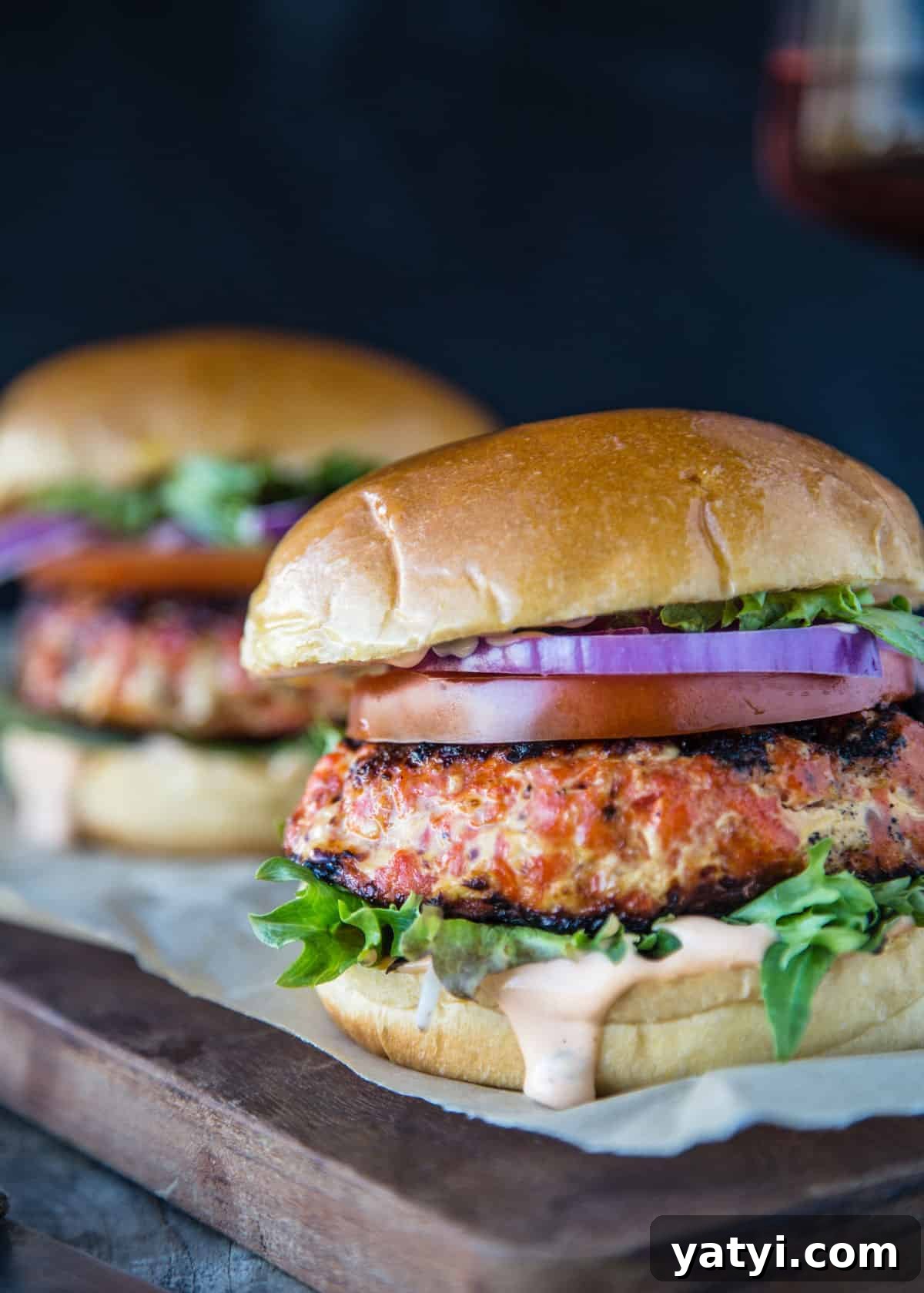 Grilled Salmon Burgers with Chipotle Mayo