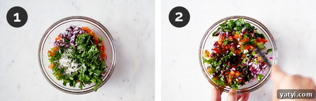 Step-by-step photos of how to make pico de gallo