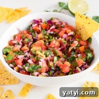 Square photo of a bowl of pico de gallo
