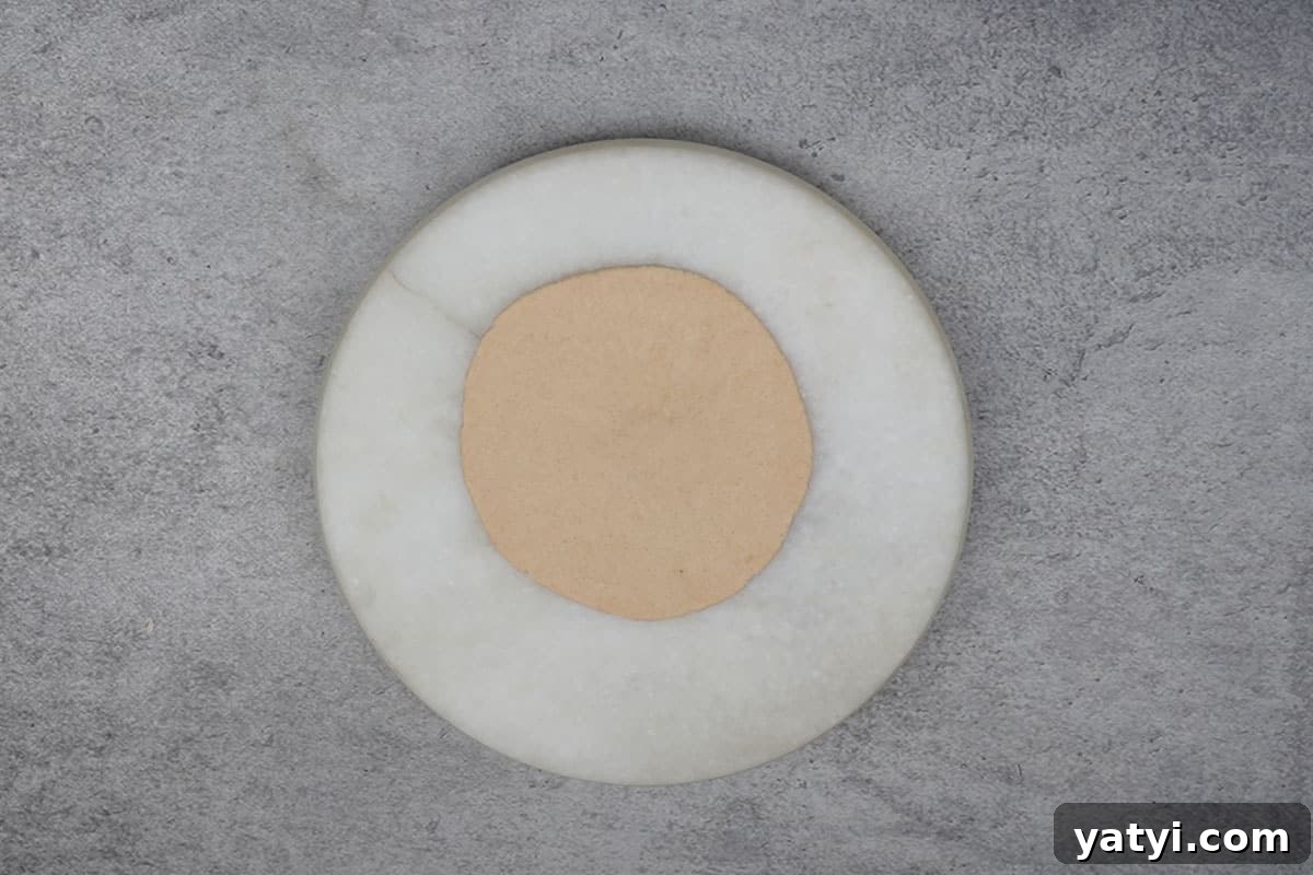 4-inch circle made from the ball.