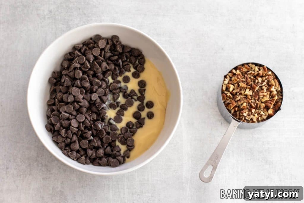 3-Ingredient Microwave Fudge Recipe: Quick Chocolate Fudge 4 ingredients in bowl