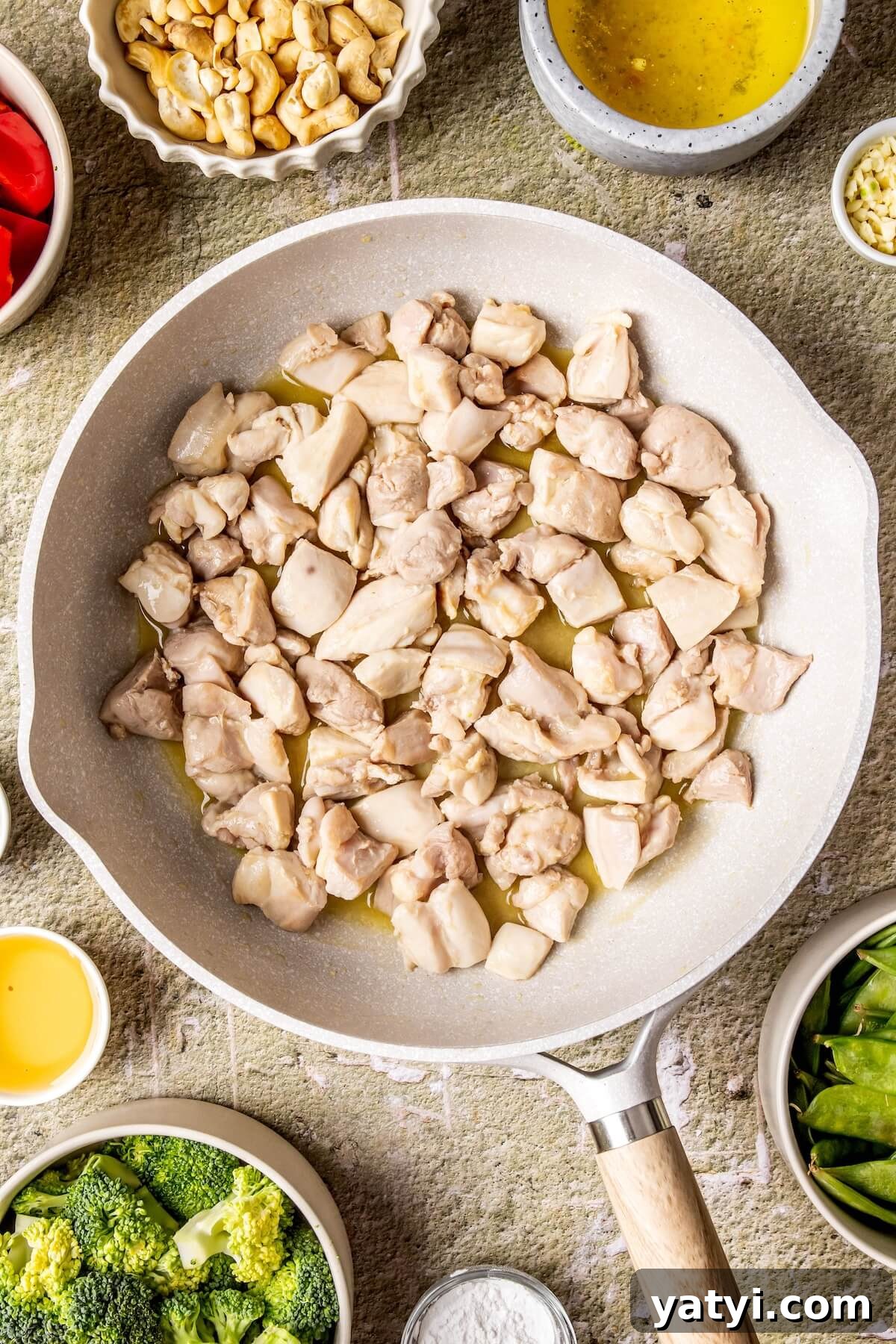 One-Pan Cashew Chicken Stir-Fry Recipe 7 How to Make One Skillet Cashew Chicken Step 1 - Olivia Adriance