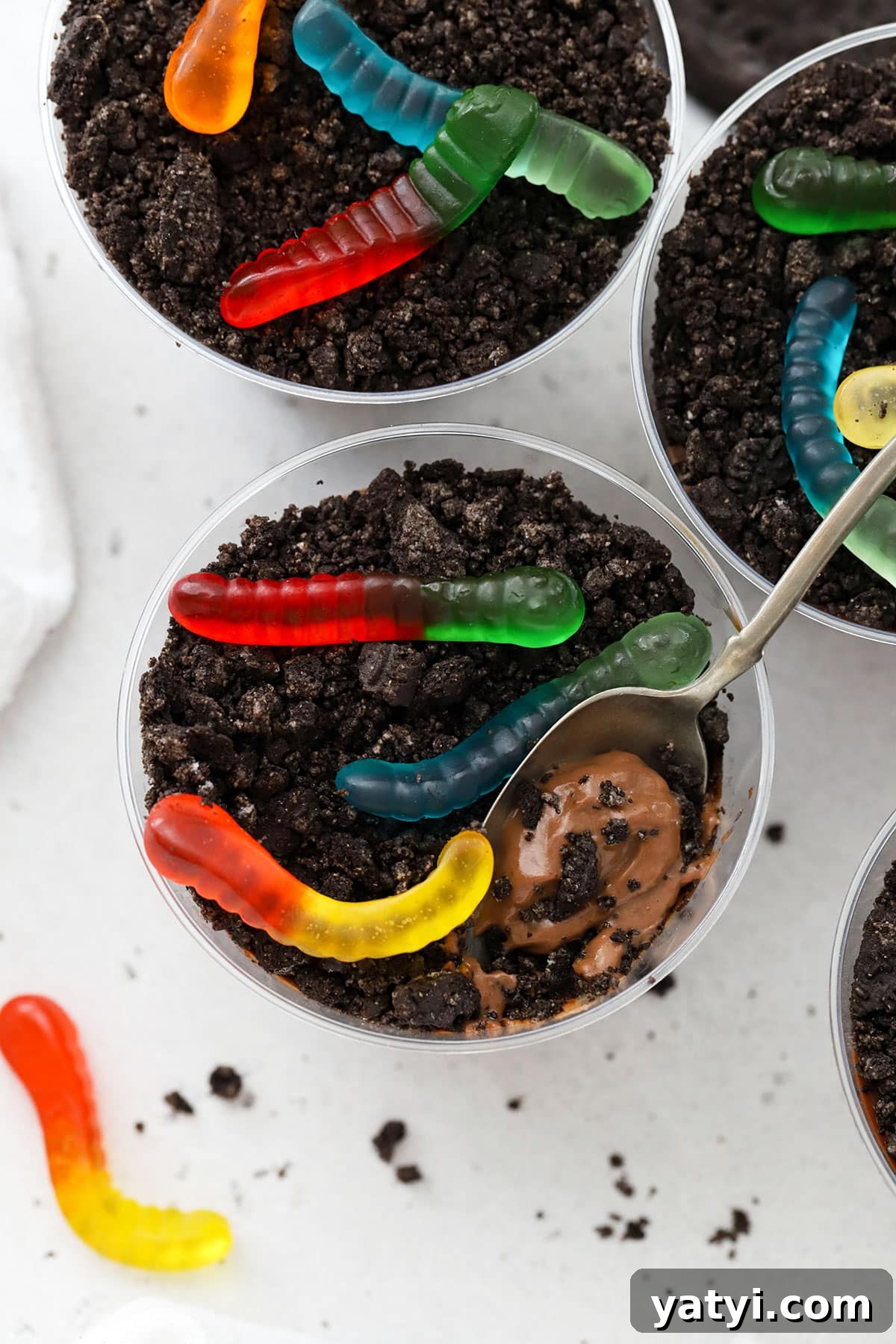 Gluten-Free Chocolate Dirt Pudding Recipe That Wows 3 gluten-free dirt pudding topped with gummy worms