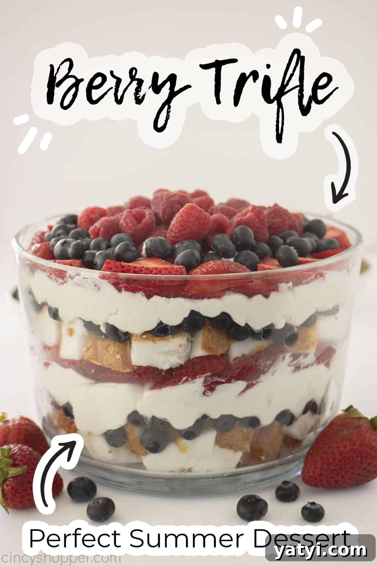 Berry Trifle Recipe: Layered Summer Dessert with Fresh Berries 15 Text on image Berry Trifle