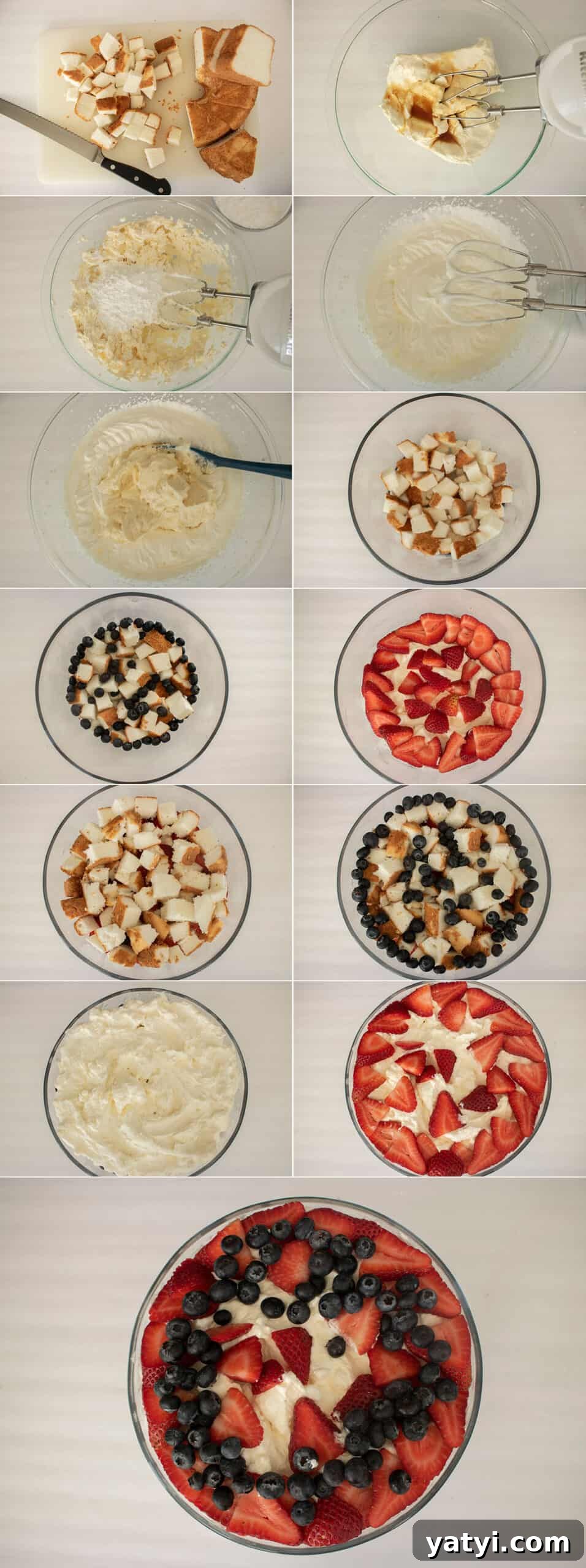 Berry Trifle Recipe: Layered Summer Dessert with Fresh Berries 5 Process of making trifle filling and layers.